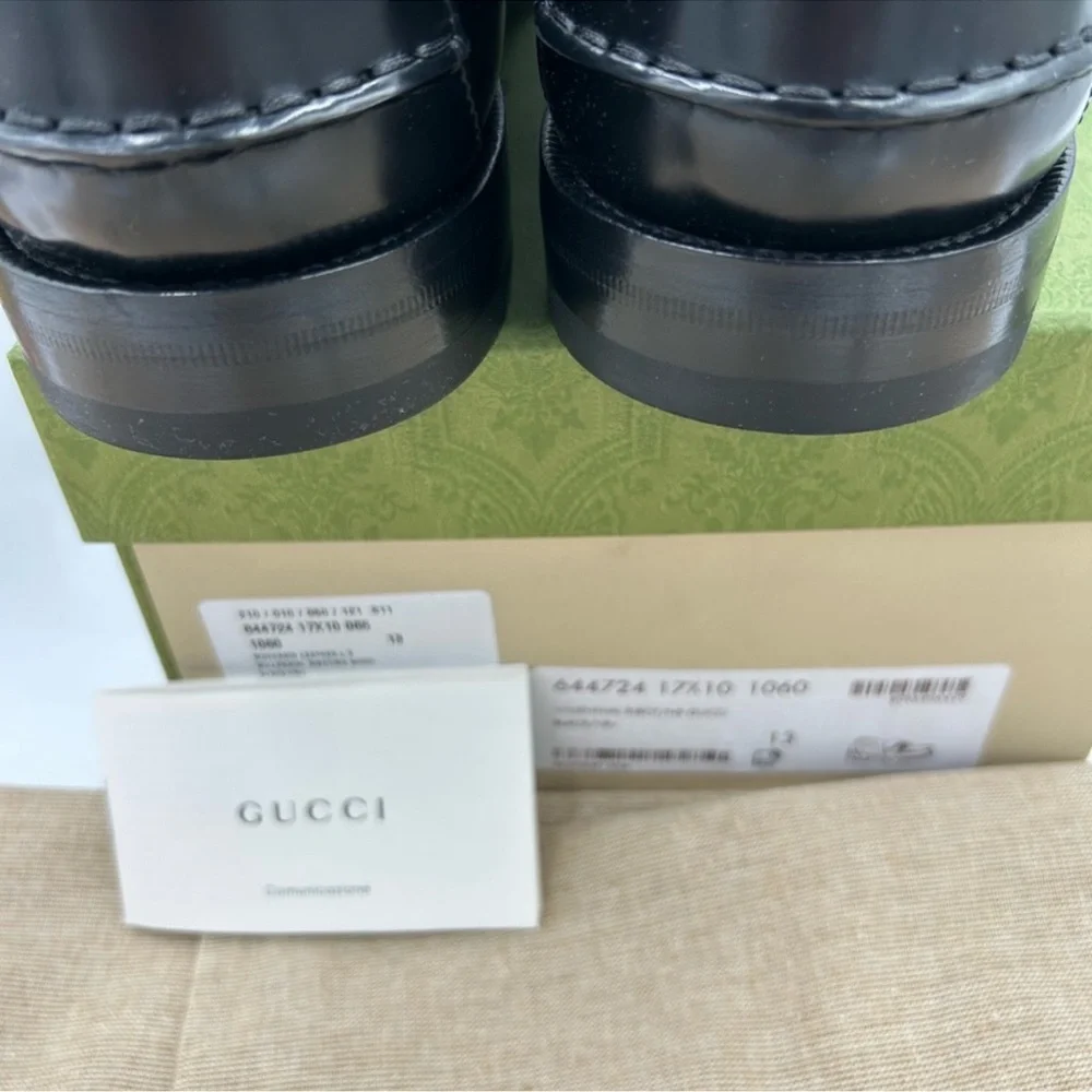 Men’s Gucci, black Kaveh interlocking G leather loafer size 13 made in Italy - Picture 10 of 12